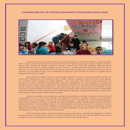 Crónica celebración do vii rastro solidario e operación quilo 2015