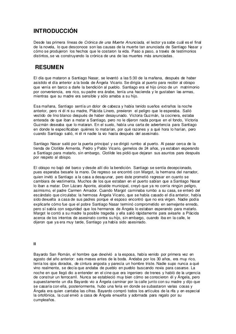 Cronica De Una Muerte Anunciada