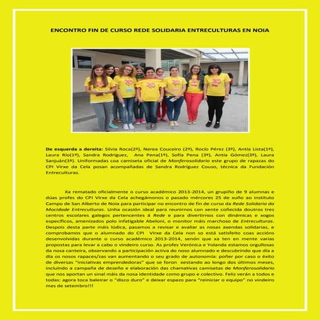 Crónica encontro fin de curso rede solidaria entreculturas en noia