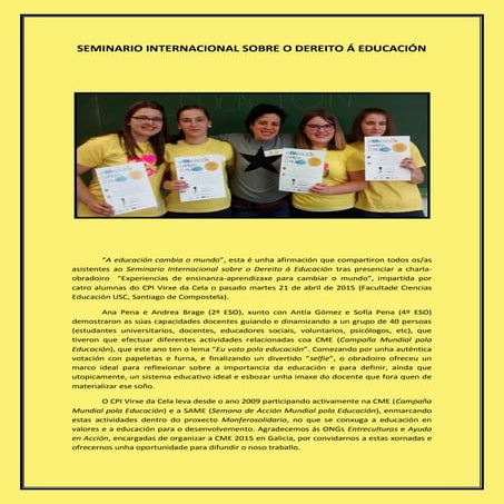 Crónica seminario internacional sobre o dereito á educación