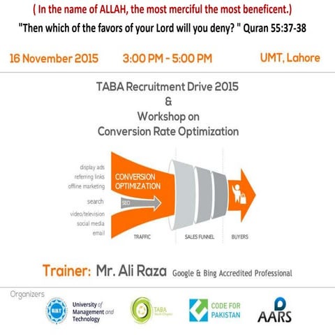 Conversion Rate Optimization Workshop by Ali Raza 
