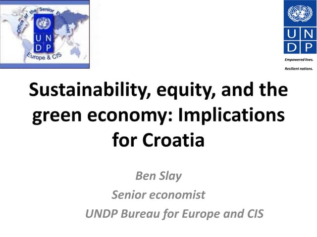 Croatia - Sustainability, Equity and the Green Economy