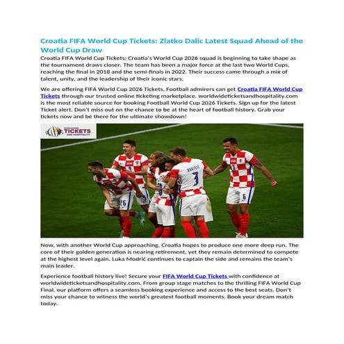 Croatia FIFA World Cup Tickets Zlatko Dalic Latest Squad Ahead of the World Cup Draw.docx