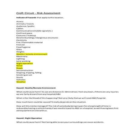 Risk Assessment - Georgian Theatre | DOC