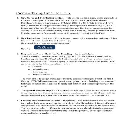 Tata Croma's Future Strategies