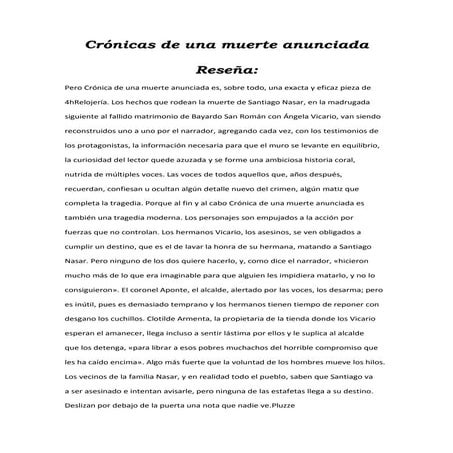 Cronicas de una Muerte Aunciada