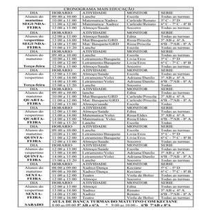 Cronograma do Mais Educação