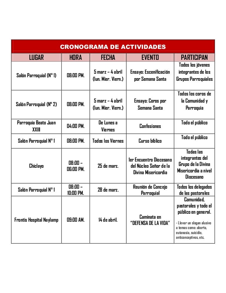 Cronograma 24 marz
