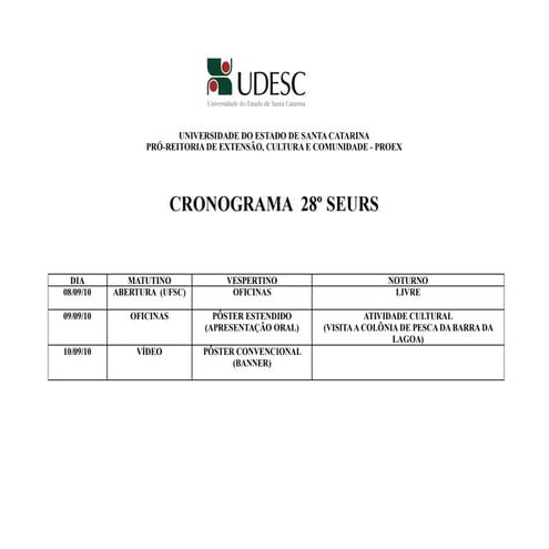 Cronograma 28.o SEURS