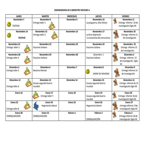 Cronograma de ii bimestre noveno 