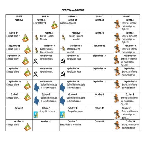 Cronograma noveno i bimestre