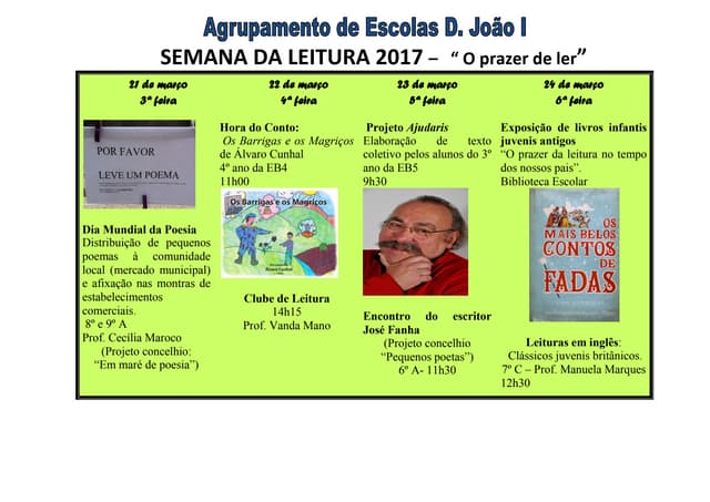 Cronograma semana leitura 