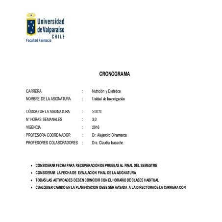 Cronograma unidad de investigación