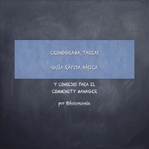 Cronograma y tareas community manager