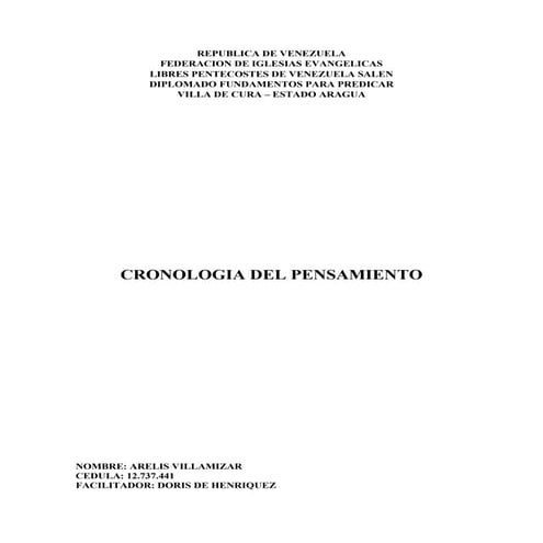 CRONOLOGÍA DEL PENSAMIENTO PARA TODO AQUEL QUE NECESITE