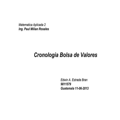 Cronologia bolsa de valores
