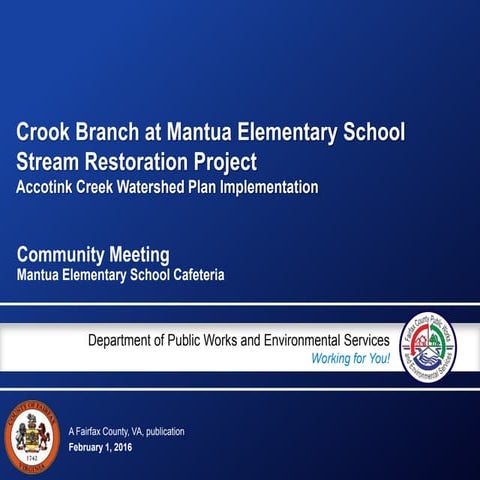 Crook Branch at Mantua Elementary School Stream Restoration Project