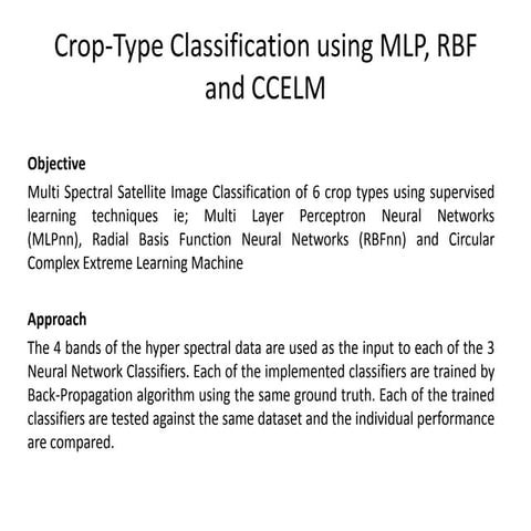 Crop classification using supervised learning techniques
