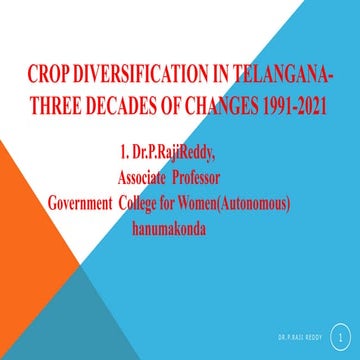 Three Decades of Crop Diversification Changes in Telangana (1991-2021 ...