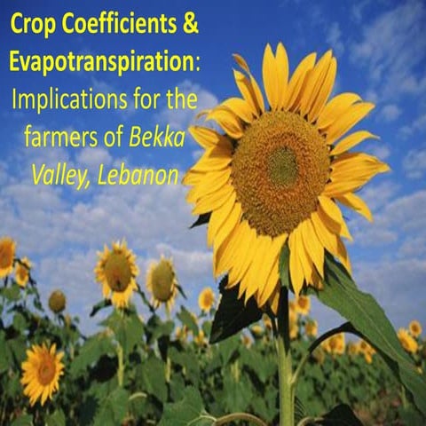 Crop Et And Implications For Irrigation