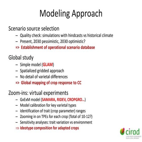 Crop modelling approach