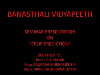 Crop predction ppt using ANN