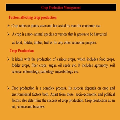 Crop production management