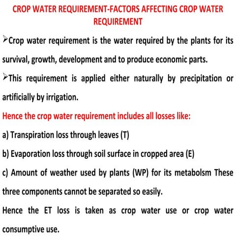Crop water requirement