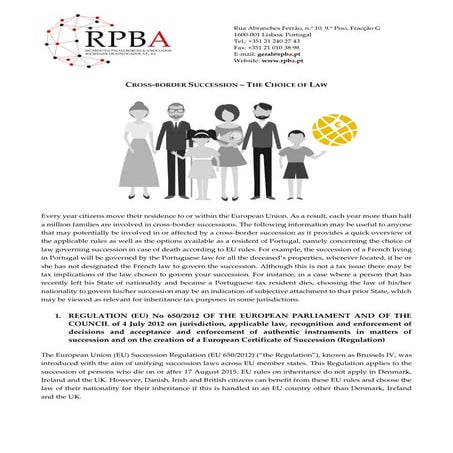 RPBA Newsletter: Cross Border Succession - Updated: 21.09.2018
