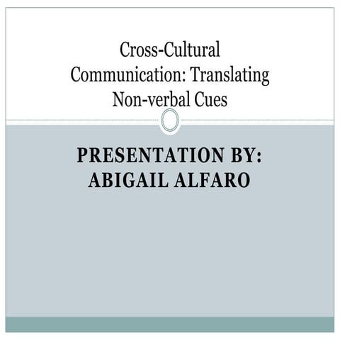 Cross Cultural Communication Translating Nonverbal Cues Pptx