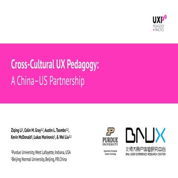 Cross-Cultural UX Pedagogy: A China–US Partnership