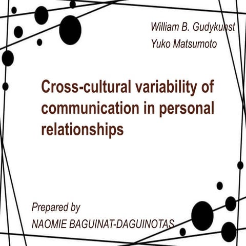 Cross-cultural Variability of Communication in Personal Relationships