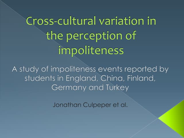 Cross cultural variation in the per...