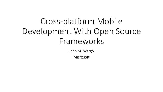 NCDevCon 2017 - Cross Platform Mobile Apps