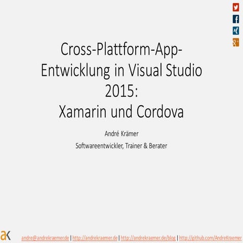 Cross Plattform App Entwicklung mit Visual Studio 2015 (Xamarin und Cordova)