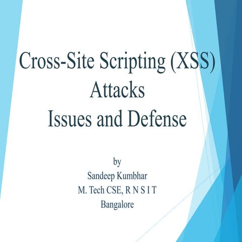 Cross site scripting (xss) attacks issues and defense - by sandeep ...