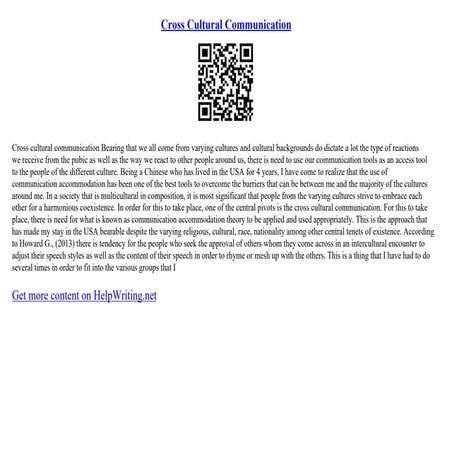 Cross Cultural Communication