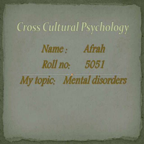 Cross cultural psychology
