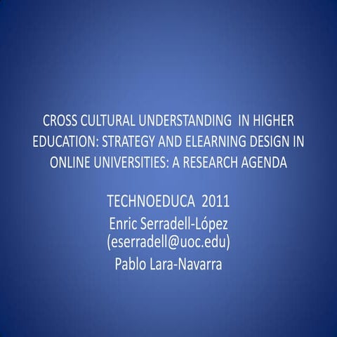 Cross cultural understanding  in higher education