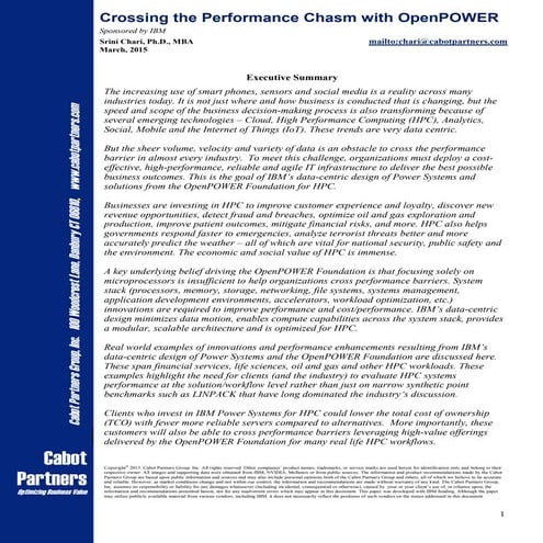 Crossing the performance chasm with open power - IBM