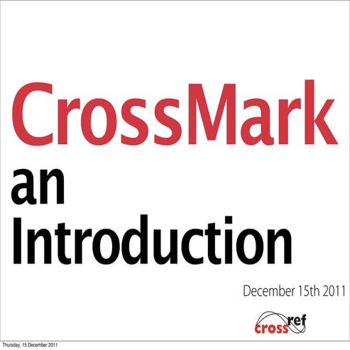 Crossmark, an introduction for publishers