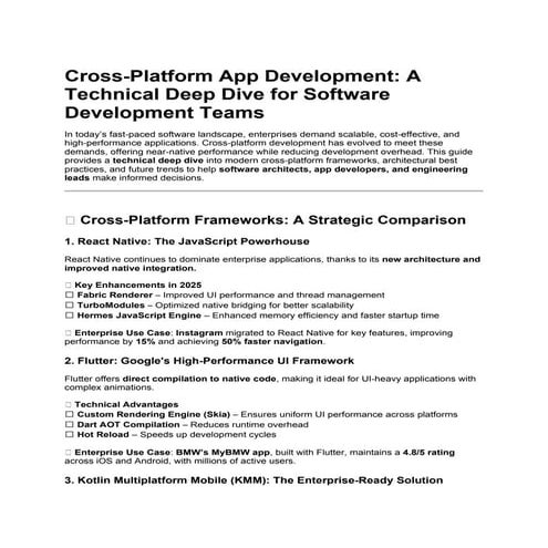 cross platfor apps development : a tech deep drive