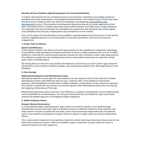 Benefits of Cross-Platform App Development for Fast-Paced Markets