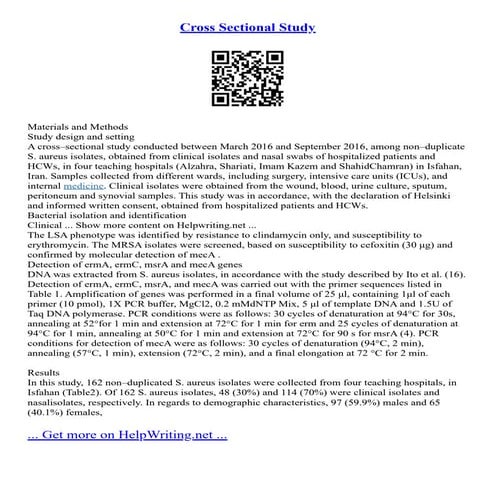 Cross Sectional Study