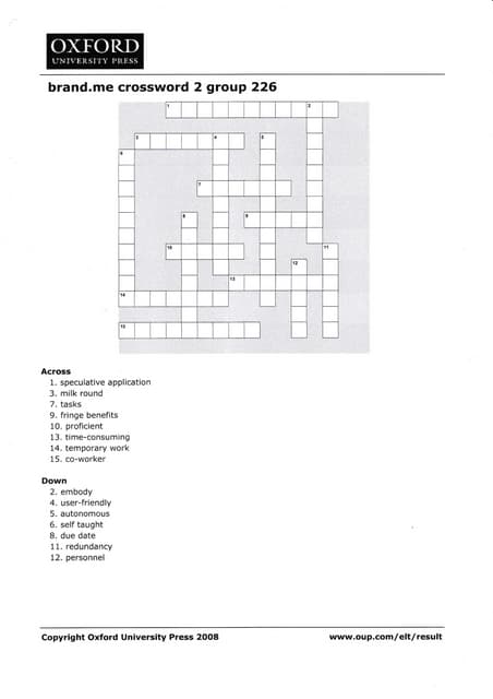 Crossword 2 brand.me Boswell Tuesday 14.30