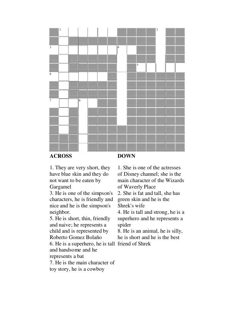 Crossword puzzle characters