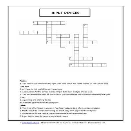 Input Devices Worksheet 4