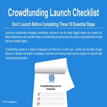 Crowdfunding Campaign Launch Checklist
