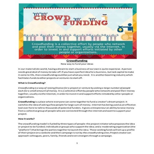 Crowd funding revised