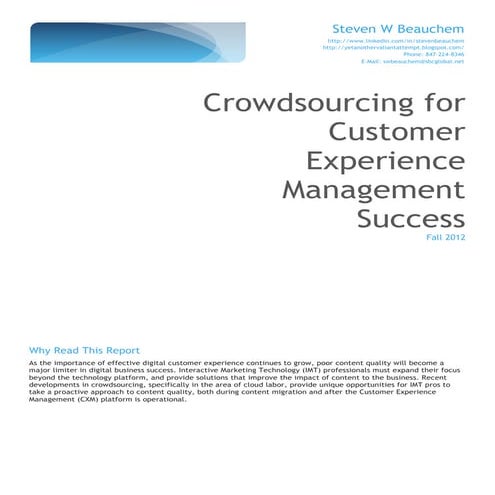 Crowdsourcing for Customer Experience Management Success